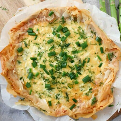 Asparagus Ricotta quiche with phyllo dough