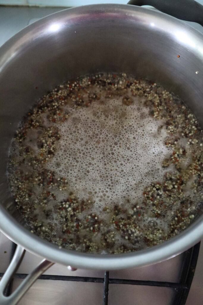 quinoa boiling in water