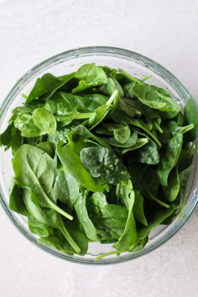 washed spinach
