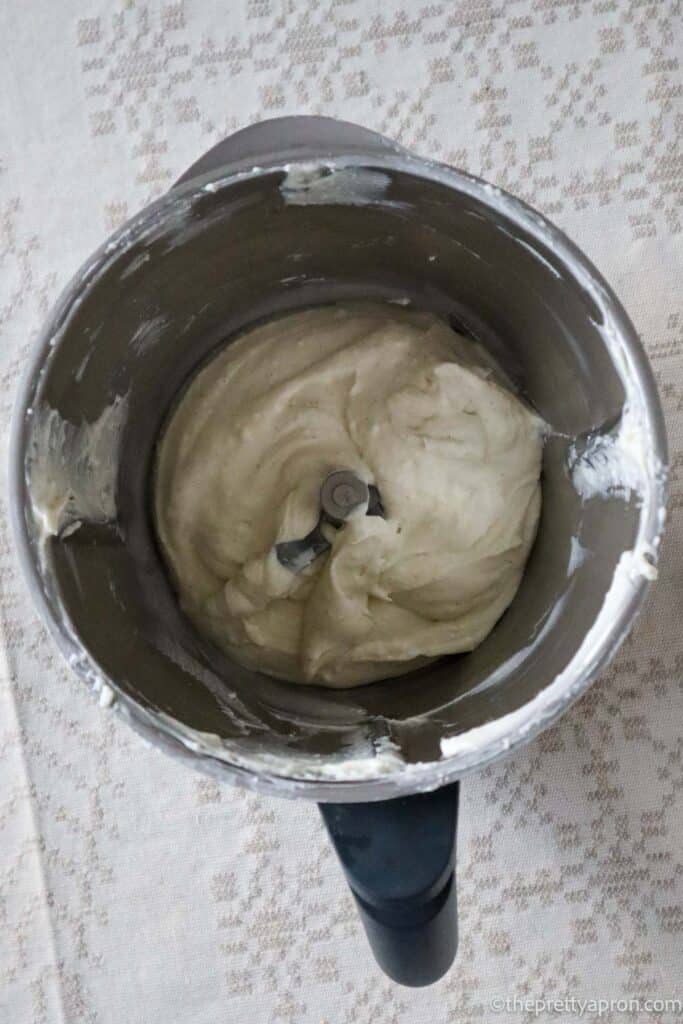 White creamy mixture in a thermomix