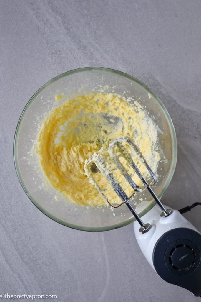 Beating butter and white sugar to make oatmeal chocolate chip cookies without brown sugar