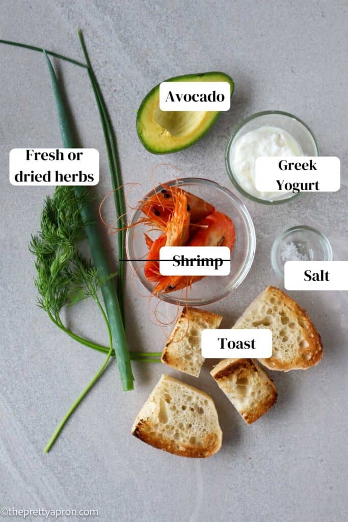 Shrimp avocado toast ingredients