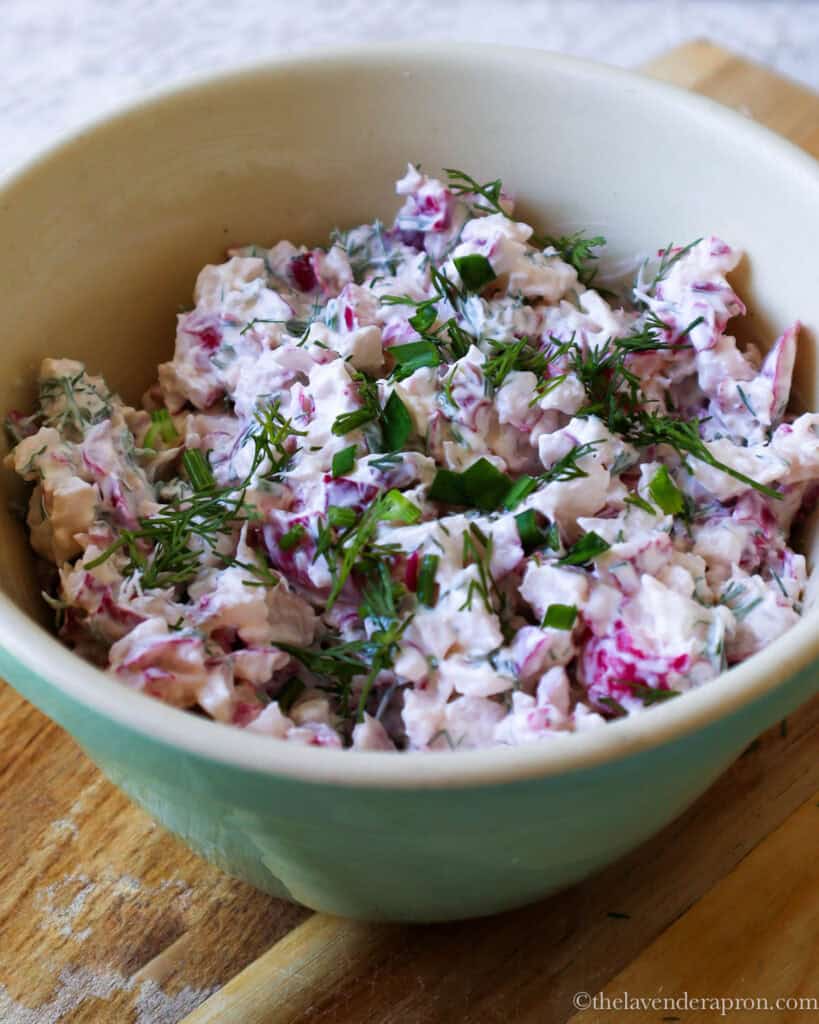 Latvian Red Radish Salad with Sour Cream and Dill - TheLavenderApron