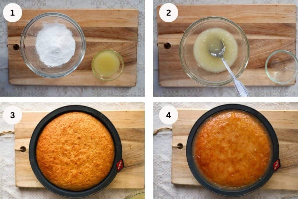 Steps to making the lemon French yogurt cake.