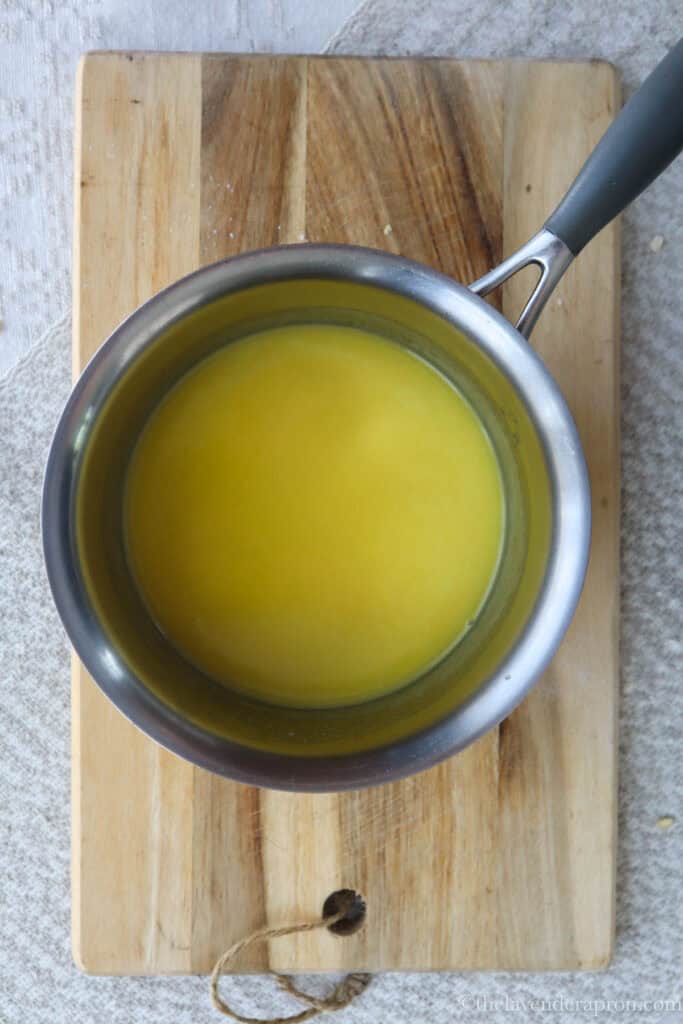 Melting butter in a pot.